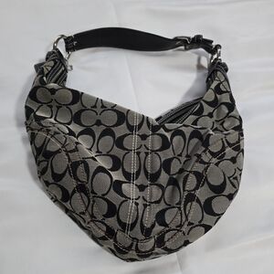 Coach Signature Black and Gray Shoulder Bag